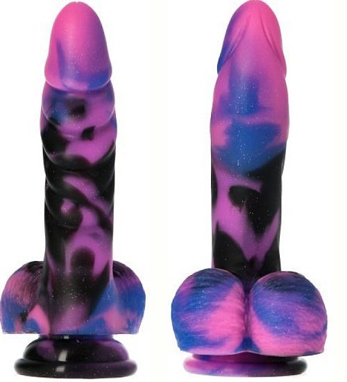 Vícebarevné dildo s varlaty a přísavkou