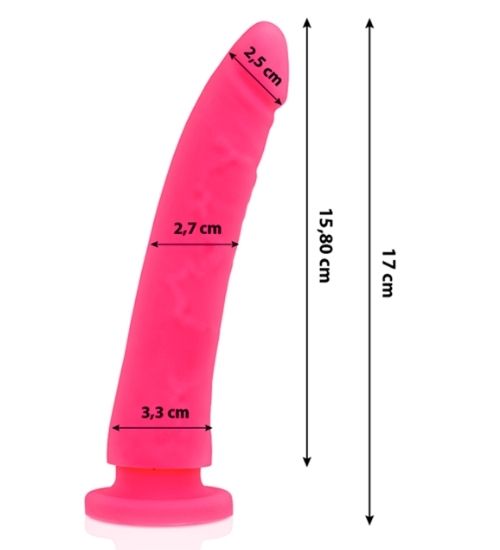 Neonově růžové silikonové dildo s přísavkou