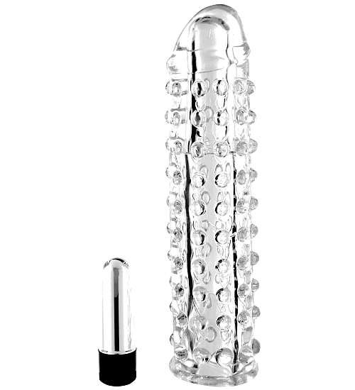 Gelový prodlužovací návlek na penis s vibrátorem