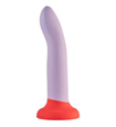 Pružné fialové dildo s červenou přísavkou