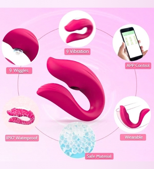 Přenosný růžový vibrátor ovládaný aplikací
