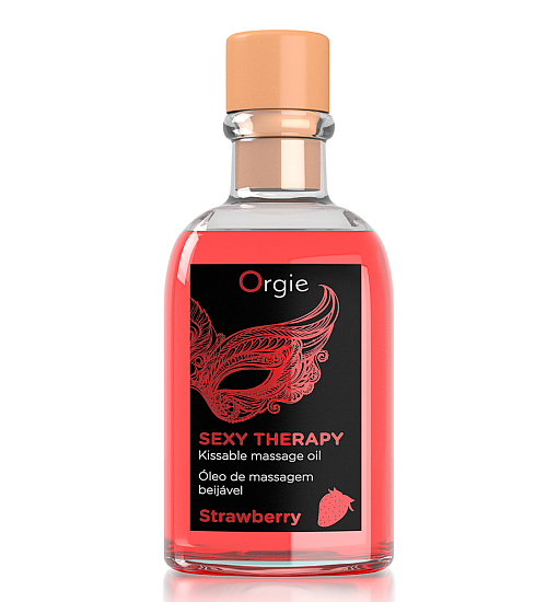 Jahodový masážní olej s pírkem