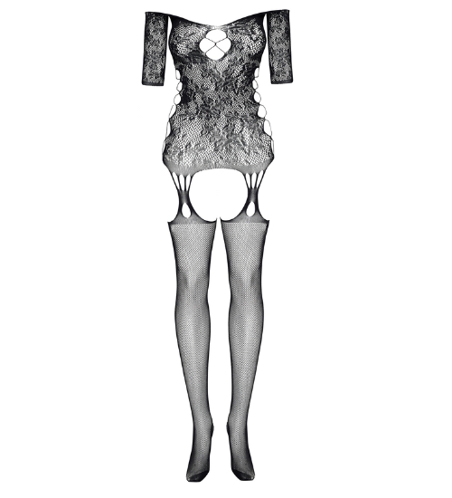 Černé bodystocking s bočním prošíváním