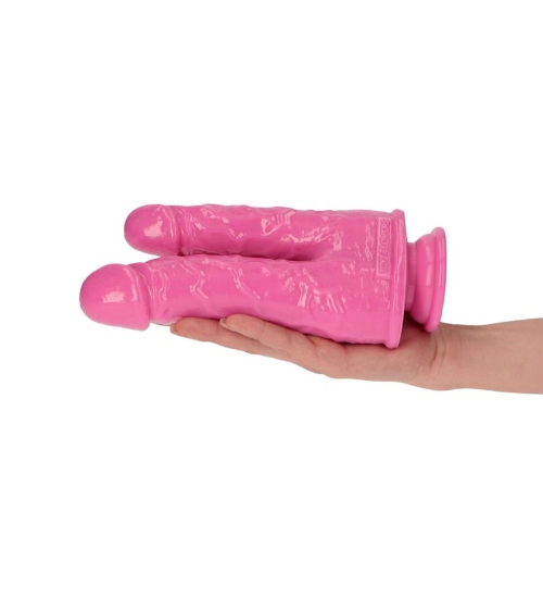 Dvojité realistické dildo růžové