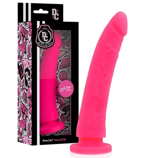 Neonově růžové silikonové dildo s přísavkou