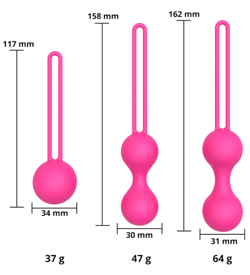 Sada 3 míčků na procvičování Kegelových svalů