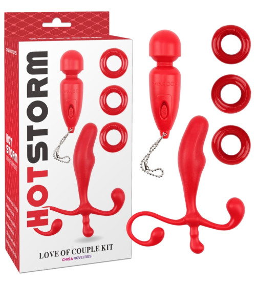 Masážní přístroj + stimulátor prostaty + kroužky