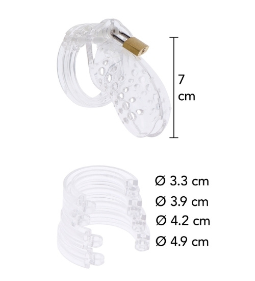 Akrylová klec na penis se visacím zámkem