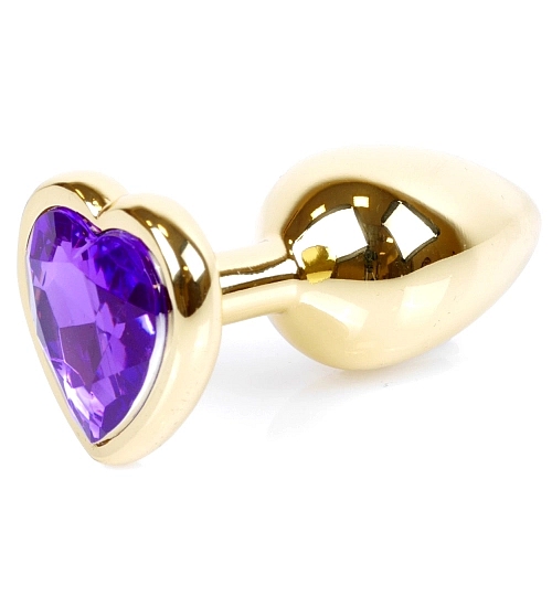 Zlatá zátka s fialovým srdcem