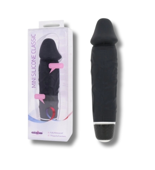 Černý malý vibrátor vyrobený ze silikonu