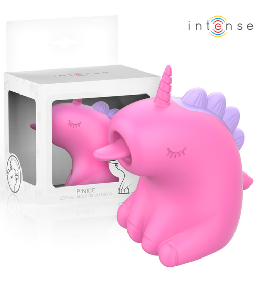Růžový stimulátor klitorisu s jednorožcem
