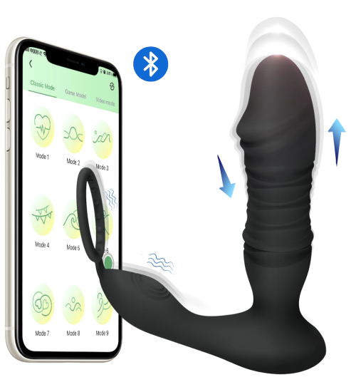 Masážní přístroj na prostatu s vratným pohybem ovládaným telefonem