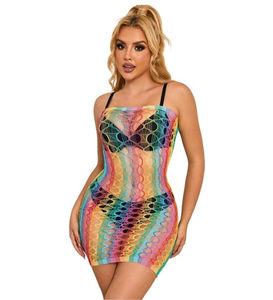 Duhové prolamované šaty