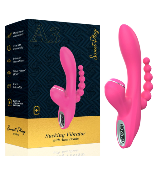 Multifunkční růžový vibrátor s análními korálky