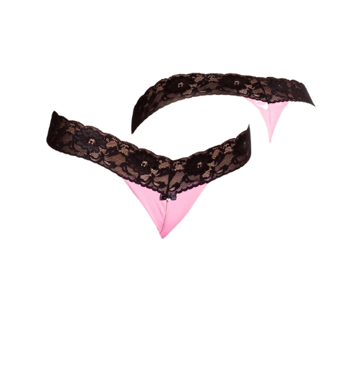 Růžová tanga s rozparkem