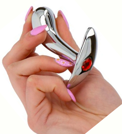 Stříbrná zástrčka s červeným krystalem