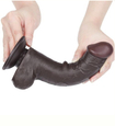 Hnědé dildo s varlaty