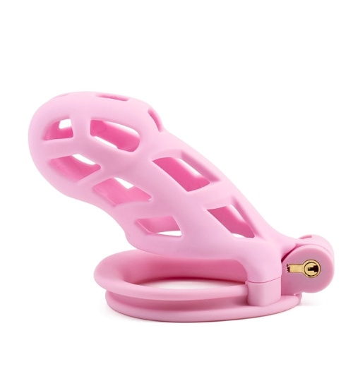 Růžová klec na penis se zámkem