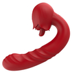 Červený vibrátor na bod G s jazýčkem