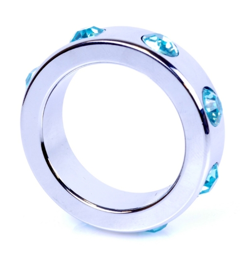 Kovový střední prsten s modrými diamanty