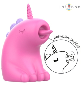 Růžový stimulátor klitorisu s jednorožcem