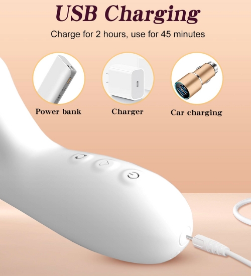 Bílý vibrátor s rotací a jazykem