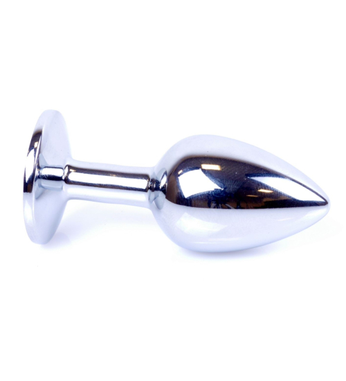 Stříbrný anální kolík s růžovým krystalem