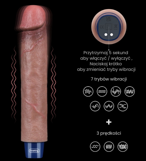 Realistický silikonový vibrátor 20 cm