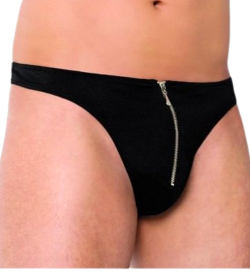 Černá tanga se zipem