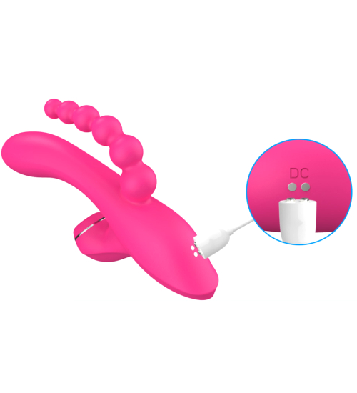 Multifunkční růžový vibrátor s análními korálky