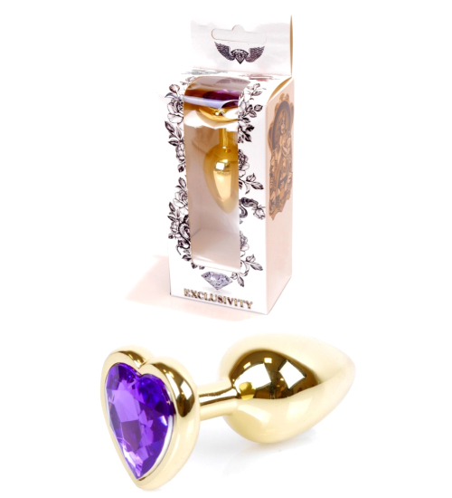 Zlatá zátka s fialovým srdcem