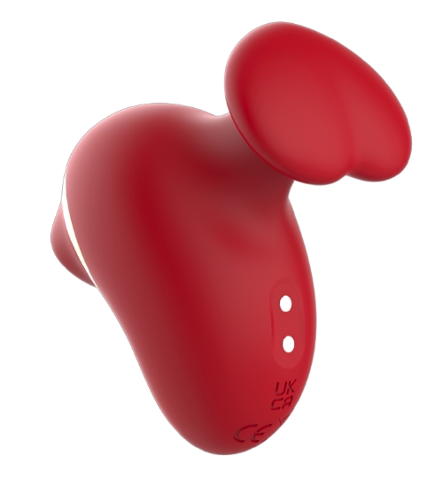 Červený masážní strojek na klitoris s srdíčkem