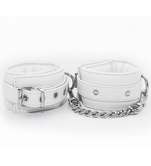 Pevná bílá pouta - kůže