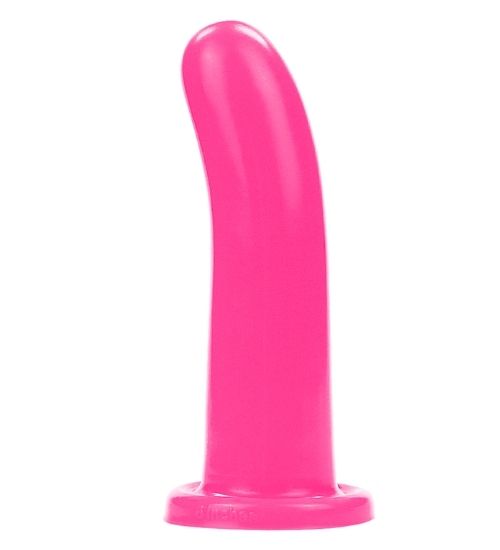 Růžové silikonové dildo s plochou základnou 