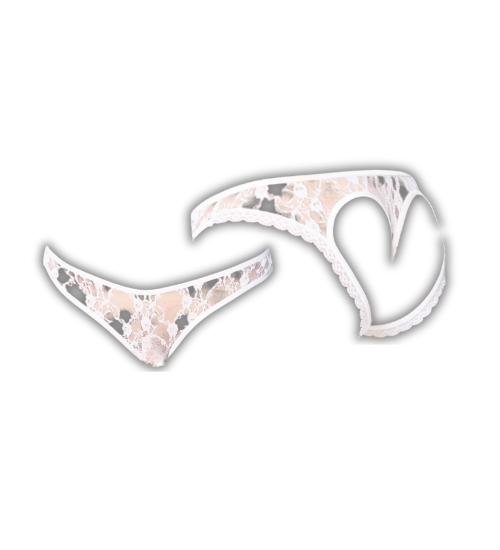 Bílá tanga s výřezem na zadečku