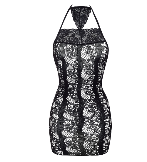 Černé krajkové šaty s odvážným zadním dílem