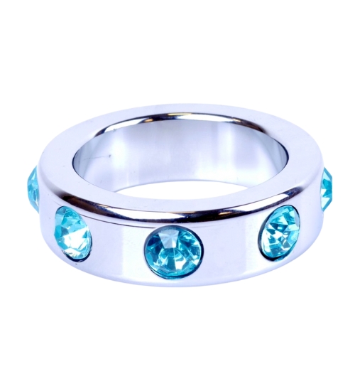 Kovový střední prsten s modrými diamanty