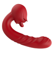 Červený vibrátor na bod G s jazýčkem