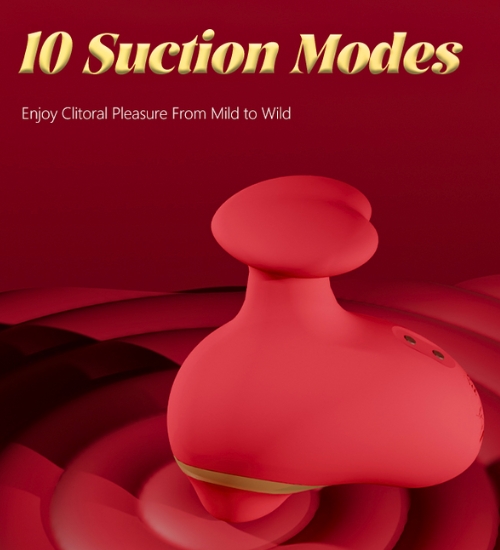 Červený masážní strojek na klitoris s srdíčkem