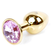 Zlatý anální kolík s růžovým krystalem