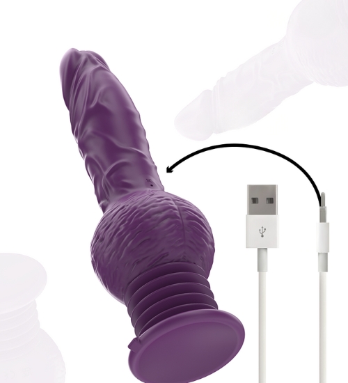 Fialový vibrátor s pohybem nahoru a dolů