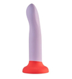 Pružné fialové dildo s červenou přísavkou