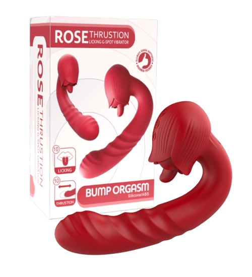 Červený vibrátor na bod G s jazýčkem