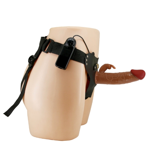 Vibrační strap-on s králíčkem
